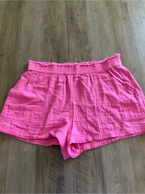SO Bright Pink High-Waist Cotton Pull-On Shorts